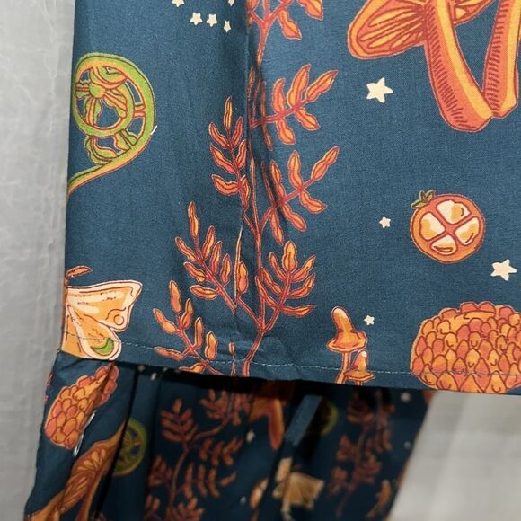 THEIR NIBS S-XL Dark Blue Orange Autumn Cotton Short Sleeve Crop Pants PJ Set - Picture 6 of 16